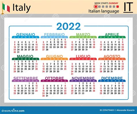 Italian Calendar 2022